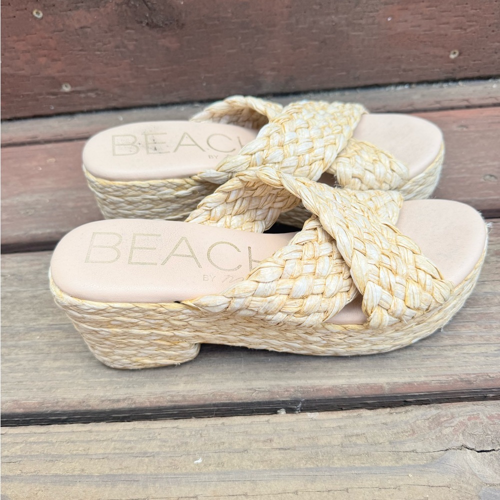 Anthropologie Beach By Matisse Reflection Raffia Platform Slide Shoes Size 9 - Picture 6 of 6